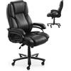 VEVOR Sedia Girevole da Ufficio con Supporto Lombare Comando a Pulsante, Sedia da Studio Ergonomica, Sedile da Ufficio in Pelle PU Carico max. 226,8 kg Altezza Regolabile, Inclinazione, Nero