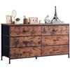 VEVOR Cassettiera a 6 Cassetti, Cassettiera Alta con Cassetti, Porta TV con Contenitore, con Robusta Struttura in Acciaio, Torre Portaoggetti in Tessuto per Camera da Letto, Armadio, Marrone Rustico