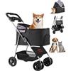 VEVOR Passeggino Pieghevole per Animali Domestici, Passeggino per Cani a 4 Ruote con Freni, Capacità 16 kg, Trasportino Staccabile con Finestre in Rete Traspirante per Piccoli Cani Gatti