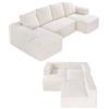 VEVOR Divano Modulare a Letto Angolare a Forma di U con Schiuma, Divano Imbottito in Velluto Capacità Carico 545 kg Lunghezza 256 cm con Cuscini, Mobile per Soggiorno Salone Casa, Beige