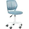 FurnitureR Sedia girevole da pranzo con ruote, seduta imbottita e schienale ergonomico, adatta a sala da pranzo, cucina o soggiorno, Morandi Curio blu