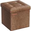 SONGMICS Puof Contenitore da 38 cm, Cassapanca Pieghevole, Poggiapiedi, PU, Portante di 300 kg, per Ingresso, Soggiorno, Camera da Letto, Marrone Caffè LSF030K11