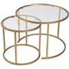 Hanah Home Elegant Coffee Table Set (2 pezzi), oro e trasparente, 60 x 60 x 43 cm, vetro temperato da 4 mm, cornice in metallo al 100%, elegante e durevole per gli spazi moderni