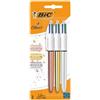 Bic Queste penne a sfera 4 colori Shine hanno un aspetto elegante, moderno e metallico in oro rosa, argento o oro.
