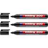edding 4-300001 300 Industry - Pennarello indelebile - punta rotonda - etichettatura di cartone, metallo, gomma e vetro, nero (1,5 - 3 mm, confezione da 3)
