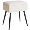Aibiju Sgabello da toeletta rettangolare in finta pelliccia con contenitore, tavolino per trucco, camera da letto, bianco YD-SMS137W
