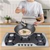 Yunrux, fornello a gas da incasso, 90 x 51 cm, a gas a cinque fibre, in acciaio inox, a risparmio energetico, a gas, per cucina, campeggio e camper