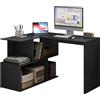 WOLTU Scrivania Angolare, 120x100cm Scrivania a Forma di L con Libreria, Nero, per Computer, Tavolo da Lavoro, Studio and Soggiorno
