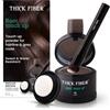 Thick Fiber Polvere per ritocchi radici, castano medio, set di correttori per la caduta dei capelli impermeabili e anti-sudore, con pennello copertura attaccature sottili e radici grigie