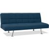 EVERGREENWEB MATERASSI & BEDS EVERGREENWEB - Divano Letto Clic Clac 3 Posti in Tessuto Imbottito colore Blu, Design Moderno, Schienale Reclinabile e Trasformabile in Comodo Letto con Materasso in Foam, Gambe Cromate, BRIGITTE