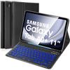 Nsyee Custodia con Tastiera Retroilluminata per Samsung Galaxy Tab A9+ 11 pollici 2023 (SM-X210/X215/X216/X218), Layout Italian, Cover con Tastiera Rimovibile per Tab A9 Plus 11, Nero