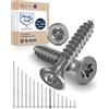 NietFullThings Vite a testa svasata TORX V2A in acciaio inossidabile 5-mm di spessore - Lunghezza della vite di 45-mm - 25 pezzi - Filettatura parziale di 30-mm Vite per legno 5x45