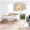 YYUTLUO Lampada Moderna Con Piume, Lampada Da Terra In Piume Di Struzzo Naturale, Altezza 160cm, Palo E Base In Oro, Lampadine A LED G4 A 3 Temperature Di Colore, Soggiorno Camera Letto Per (Bianco)