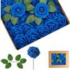 yayafunfun Rose Schiuma Blu Navy,Teste di Fiori Artificiali 25 Pezzi,Rosa Finte Schiuma Teste di Rose Con Foglie, Rosa Artificiali in Gommapiuma per Matrimonio Bouquet Sposa Torte DIY Decorazioni
