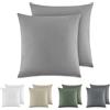 Dreamzie Federe Cuscino Letto Cotone 45x45 cm, Set di 2, 100% Cotone Lavato, Copricuscino Letto Grigio Chiaro Con Cerniera, Federa Cuscino Certificata OEKO-TEX