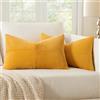 MIULEE Set di 2 Federe Cuscini per Divano in Velluto a Coste Moderno Morbido Decorativa Copricuscini per Divano Camera da Letto 30x50cm Curcuma