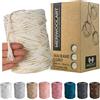 MeriWoolArt Corda Macramè Colore Naturale 3mm 200m - Fil di Cotone Colorato - Spago Macrame di Corda Singola - Filato Morbido Macramè Cotone Riciclato Oeko-Tex - Macramè Arredamento per Casa Boho