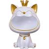 Moaobooh Statua di Gatto Fortunato, Decorazione per Casa e Ingresso, con Gatto che Ride e Chiavi, Scatola per Piccoli Oggetti (Bianco)