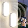 Letlit Lampada con Sensore di Movimento, 18W 1800LM Applique da Parete Interno Luci, IP54 Plafoniera Led Soffitto Ovale Esterno, 4000K Applique Luce Bagno per Balcone Scale Corridoio Garage, 2 Pezzo