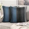 Hanrunsi Fodera per Cuscino Moderna, Copricuscini 45x45 Blu Decorativo Federa per cuscino Strisce di Legno Scuro in Lino Rustico Retrò per Divano Soggiorno Sedia Letto Set di 2