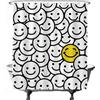 Ulticool - Tenda da Doccia - Sorridente Smiley - 180 x 200 cm - Tenda da Bagno - Lavabile - Antimuffa - con 12 Anelli Bianco - Giallo Nero Bianca