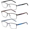 DJOLENSA Set di 3 occhiali da lettura 2.75 con filtro luce blu per uomo, occhiali da lettura in metallo per uomo, anti-affaticamento/riflesso/UV