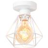 TOKIUS Lampadario vintage da soffitto Industriale Plafoniera E27 Metallo Lampadario a sospensione Design Gabbia ferro Binaco Ø160mm Per Soggiorno Cucina Camera da letto
