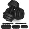 Physionics® Set di Manubri - 30/40kg, Dischi in Plastica, 2 Barre Acciaio Ø 25 mm, Fermadischi - Dumbbell, Pesi Fitness, Palestra, Body Building (40kg (Barra d'Acciaio Rivestita in Plastica))