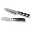 ECHTWERK Set di 2 coltelli Damasco, coltello Santoku ca. 13 cm/ pelaverdure ca. 8 cm, coltello da cucina, coltello giapponese, coltello per verdure, acciaio damasco, manici in legno Pakka
