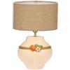 Thun Lampada con Fiori Media Ceramica, Paralume in Cotone ignifugo e Poliestere, Struttura Paralume in Ferro Verniciato, Collezione Country Bloom, 22,1 x 17,1 x 20,9 cm