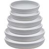 SAROSORA Set di 6 sottovasi rotondi in plastica, per interni ed esterni, casa, giardino, contenitore per piante da fiori (14+17+20 cm) x2, bianco-grigio