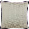 Paoletti Riva Belsize Cuscino - Taupe Grey - Geometrico Piazza Design - Jacquard - Contrastanti Viola Piped Bordi - 58% Lino 42% Poliestere - 45 X 45 Cm (18 X 18 Pollici)
