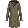 Generisch Giacca impermeabile da donna, taglia grande, impermeabile, traspirante, leggera, softshell, per attività all'aria aperta, con tasche, con cappuccio, tinta unita, giacca softshell, verde militare,