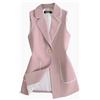 RWGSNB Smanicato Donna, Lungo Gilet da Donna Classico con Scollo A V Abbottonato Elegante Senza Maniche Blazer Elegante Gilet con Tasche Cardigan Casual per L'Uso Quotidiano Rosa S