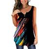 OHXSM Camicetta con Stampa Vintage da Donna Bottoni con Scollo a V Camicette Oversize Senza Maniche Top Basic T-Shirt Taglie Forti Canotte Slim Fit Maglietta Canotta Shirt (Nero/XXL)