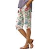 Generic Pantaloni Capri per Pantaloncini da Spiaggia Larghi al Ginocchio con Stampa a Righe Casual Estivi alla da Donna con Pantaloncini tascabili Pantaloni 3/4 Donna Sportivi (White, S)