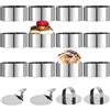 BUCOMTU 12 Pezzi Coppapasta tondi 8cm,Coppapasta in Acciaio Inossidabile con coperchio e base,Anello circolare mousse,Adatto per fare mousse e biscotti