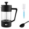 Watson and Monday W&M Caffettiera - Caffettiera francese - Pressa francese - French Press - Macchina da caffè manuale - Macchina da caffè in acciaio inox - Vetro Borosilicato - Triplo filtro - Cucchiaio dosatore +
