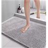 LEZUAN Tappeto Bagno in Ciniglia, Tappetino Bagno Antiscivolo, Tappeto Doccia Assorbente, Tappeti da bagno Morbido, Lavabile in Lavatrice(Grigio,50x80cm)