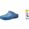 Scholl Clog Evo Azzurro + Scholl Solette Antistatiche in Memory Cushion per Clog Evo - Azzurro/Marrone