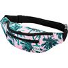 Vibe Festival Gear Marsupio per uomo donna - molte stampe - nero olografico argento oro carino marsupio per festival rave escursionismo corsa ciclismo, Foglie di palma rosa tropicale, Fits Most