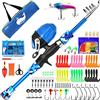 Kilitn Kit de Canna da Pesca per Bambini - 86 Pezzi, Canna da Pesca Telescopica e Mulinello Spincast Set e Accessori da Pesca Borsone da Viaggio per Ragazzi, Ragazze, Giovani, Principianti