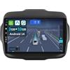 KeiDilie 10.1" IPS Android 14 2 Din Autoradio per Jeep Renegade 2015-2018-[Integrato Wireless CarPlay | Android auto | Mirror Link | GPS Sat Nav | Bluetooth 5.0 | WiFi | 4G | SWC]+CAM Incluso