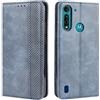 HualuBro Cover per Motorola Moto G8 Power Lite, Flip Cover a Libro in Retro PU Pelle Magnetica Antiurto Case Portafoglio Custodia per Motorola Moto G8 Power Lite Cover (Blu)