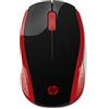 HP 200 Mouse Wireless, Tecnologia LED Rosso, Laser fino a 1000 DPI, 3 Pulsanti, Rotella Scorrimento, Ricevitore USB Wireless 2.4 GHz, Design Pratico e Confortevole, Ambidestro, Rosso