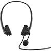 HP G2 Cuffie Stereo Cablate, Connessione USB-A, Comandi Integrati nel Cavo, Microfono Ripiegabile e Archetto Regolabile, Imbottitura in Ecopelle, Riduzione del rumore e Funzione Silenziamento, Nero