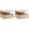 HOMCOM Set da 2 Comodini Moderni Sospesi con Cassetto e Ripiano in Legno 35x32x22.5cm, Rovere|Aosom