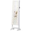 Homcom Armadio Specchio Portagioie Organizzatore per Gioielli Bloccabile con 20 Luci LED, Bianco, 40x37x146 cm|Aosom