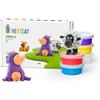 HEY CLAY - Pasta modellabile autoindurente - Cofanetto medio solido - 6 scatole di plastilina, primo modello - Attività creativa per bambini - Applicazione guida integrata