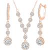 MicLee Collane ciondoli e orecchini di zirconi scintillante per donna: Parure di gioielli in argento 925 - Collana e orecchini di diamanti - Gioielli da sposa eleganti - Gioielli per feste oro rosa